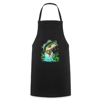 Bass Fisherman Large Mouth Bass Fishing - Cooking Apron - black - Front - AI Model Male 185 dark (185cm)