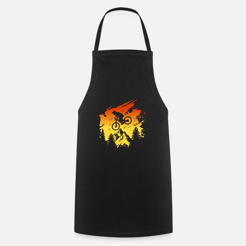 Vintage Downhill Mountain Biker Bicycle - Cooking Apron - black