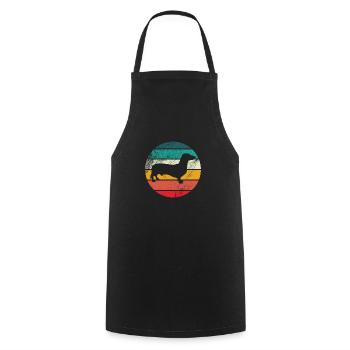 Retro Dachshund Dachshund Dog Silhouette Gift - Cooking Apron - black - Front - AI Model Male 185 dark (185cm)