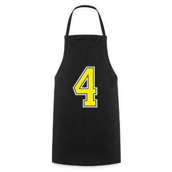 Numéro 4 Design jaune - Tablier de cuisine - noir - Devant - AI Model Male 185 dark (185cm)