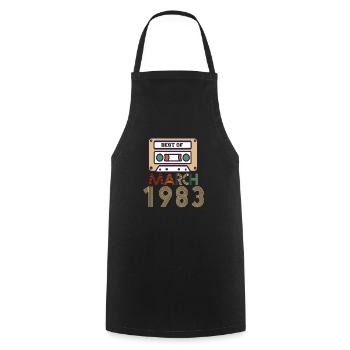 Cadeau du 39e anniversaire mars 1983 - Tablier de cuisine - noir - Devant - AI Model Male 185 dark (185cm)