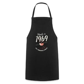 Vintage vintage 1969 record anniversaire - Tablier de cuisine - noir - Devant - AI Model Male 185 dark (185cm)