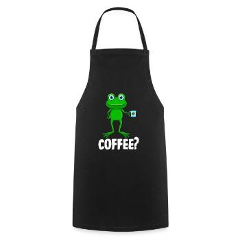 Lustiger Frosch mit Kaffeebecher Kaffee Espresso - Kochschürze - Schwarz - Vorne - AI Model Male 185 dark (185cm)