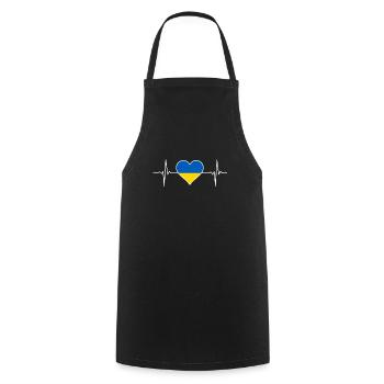 Ukraine Flagge Herzschlag EKG Puls Heimat Geschenk - Kochschürze - Schwarz - Vorne - AI Model Male 185 dark (185cm)