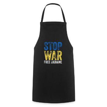 Ukraine Stop War - Cooking Apron - black - Front - AI Model Male 185 dark (185cm)