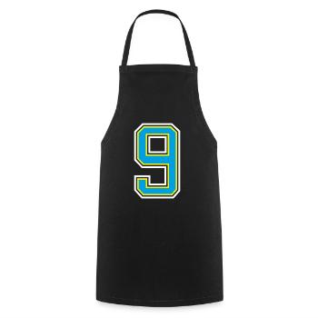 Number 9 Blue design - Cooking Apron - black - Front - AI Model Male 185 dark (185cm)