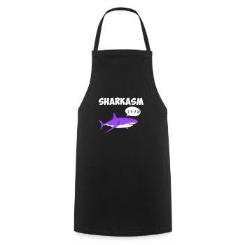 Sharkasm Sarcasme Requin Ironie Végétarien - Tablier de cuisine - noir - Devant - AI Model Male 185 dark (185cm)
