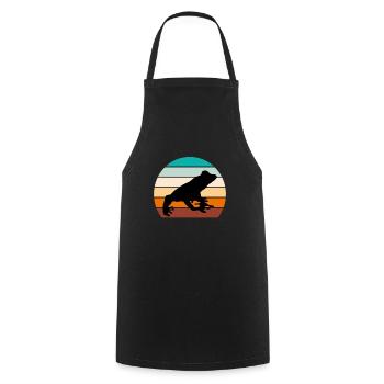 Retro Frosch Vintage Kröte Froschlurch - Kochschürze - Schwarz - Vorne - AI Model Male 185 dark (185cm)