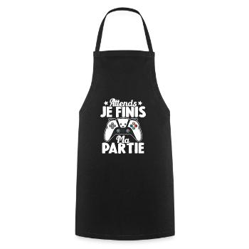 Attends Je Finis ma Partie - Tablier de cuisine - noir - Devant - AI Model Male 185 dark (185cm)