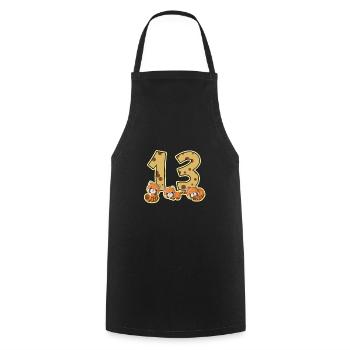 Anniversaire 13 - Tablier de cuisine - noir - Devant - AI Model Male 185 dark (185cm)