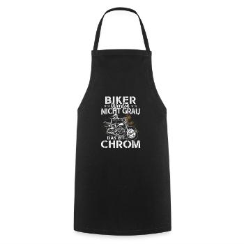 Biker werden nicht grau das ist Chrom - Kochschürze - Schwarz - Vorne - AI Model Male 185 dark (185cm)