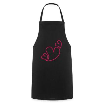 Trois cœurs rouges - Tablier de cuisine - noir - Devant - AI Model Male 185 dark (185cm)
