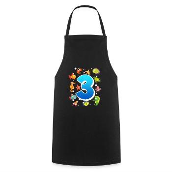 3rd birthday boy 3 years - Cooking Apron - black - Front - AI Model Male 185 dark (185cm)
