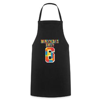 Birthday Boy I am 6 years 6th birthday - Cooking Apron - black - Front - AI Model Male 185 dark (185cm)
