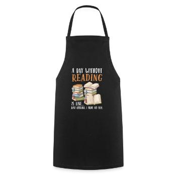 A day without reading is like Gift - Cooking Apron - black - Front - AI Model Male 185 dark (185cm)