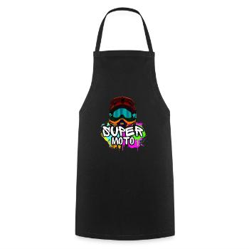 Supermoto / Supermotard / Supermoto Wheelie Biker - Cooking Apron - black - Front - AI Model Male 185 dark (185cm)