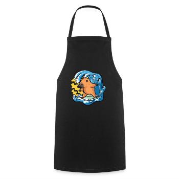 Capybara Rodent Surfer Surf Waves - Cooking Apron - black - Front - AI Model Male 185 dark (185cm)
