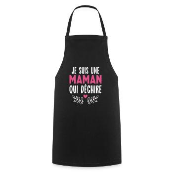 Je suis Une Maman Qui déchire, Cadeau parfait mère - Tablier de cuisine - noir - Devant - AI Model Male 185 dark (185cm)