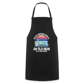 Old Man with Motorhome Papa Grandpa Pensioner Camper - Cooking Apron - black - Front - AI Model Male 185 dark (185cm)