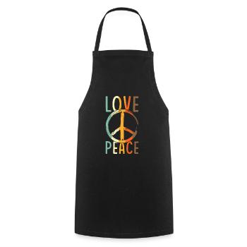 Love Peace Peace Sign - Cooking Apron - black - Front - AI Model Male 185 dark (185cm)