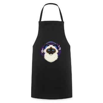 Cute Birman Cat I Music Lover I Headphones - Cooking Apron - black - Front - AI Model Male 185 dark (185cm)