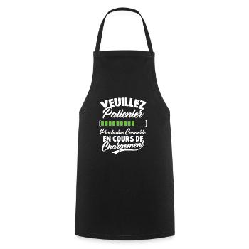 Veuillez patienter Prochaine connerie en cours - Tablier de cuisine - noir - Devant - AI Model Male 185 dark (185cm)