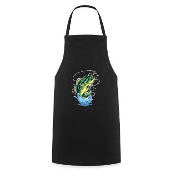 Bass Fishing Fisher Lures Bass Fish - Cooking Apron - black - Front - AI Model Male 185 dark (185cm)