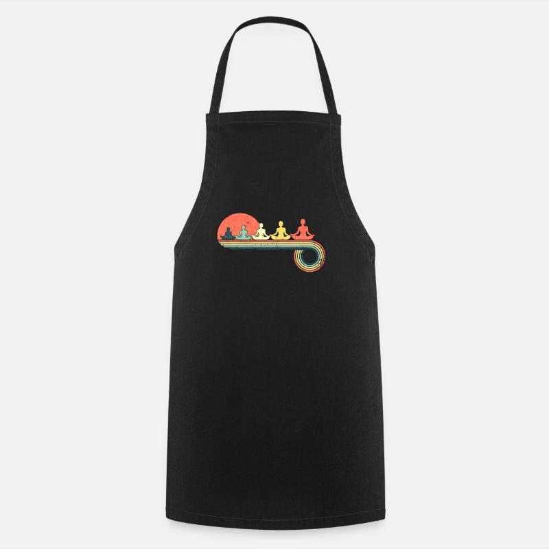 Yoga Zen Retro Vintage Sunset Regenbogenfarbe - Kochschürze - Schwarz