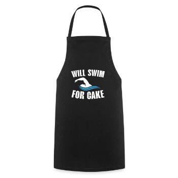 Will Swim For Cake Swimming Coach Swimmer - Cooking Apron - black - Front - AI Model Male 185 dark (185cm)
