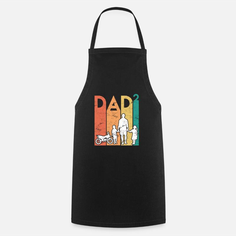 Due volte papà moto padre papà 2 bambini - Grembiule da cucina - nero