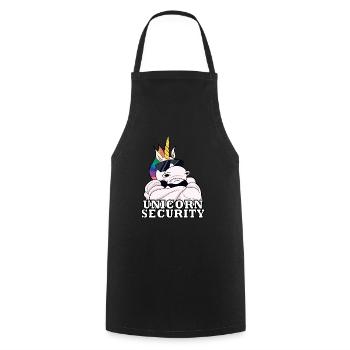 Unicorn Security I Unicorn Bouncer I Unicorn - Kochschürze - Schwarz - Vorne - AI Model Male 185 dark (185cm)