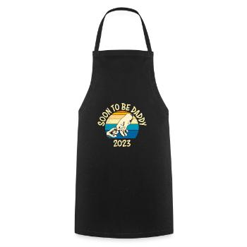 Bientôt papa 2023 papa - Tablier de cuisine - noir - Devant - AI Model Male 185 dark (185cm)