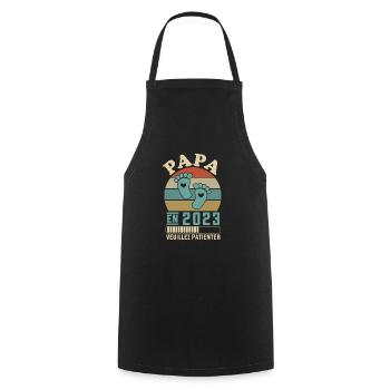 Papa en 2023 Veuillez Patienter Cadeau Futur Père - Tablier de cuisine - noir - Devant - AI Model Male 185 dark (185cm)
