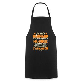 Je suis Normand je ferme déjà pas ma gueule humour - Tablier de cuisine - noir - Devant - AI Model Male 185 dark (185cm)