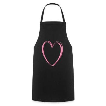 Pink Heart - Cooking Apron - black - Front - AI Model Male 185 dark (185cm)