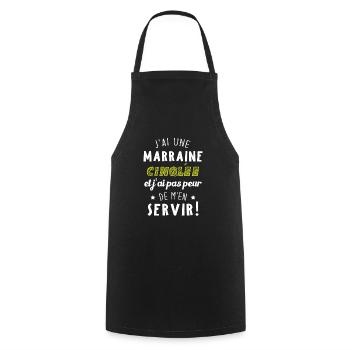 J'ai une marraine cinglée et je peux m'en servir - Tablier de cuisine - noir - Devant - AI Model Male 185 dark (185cm)