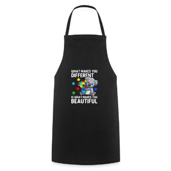 Soyez différent Autisme Mama Koala Autiste - Tablier de cuisine - noir - Devant - AI Model Male 185 dark (185cm)