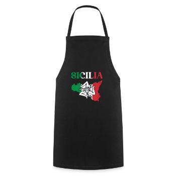 Italy Italia Sicilia Flag Sicily Palermo - Cooking Apron - black - Front - AI Model Male 185 dark (185cm)