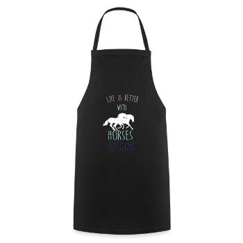 Life is better with horses around, Gift for horses - Cooking Apron - black - Front - AI Model Male 185 dark (185cm)