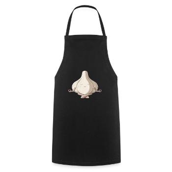 Drôle de yoga Gousse d’ail Méditant l’ail - Tablier de cuisine - noir - Devant - AI Model Male 185 dark (185cm)