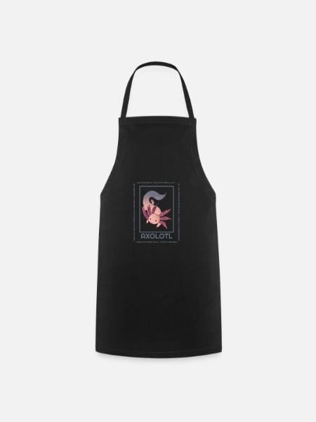 Axolotl Ambystoma Kawaii Design Amphibians Breeder - Cooking Apron - black