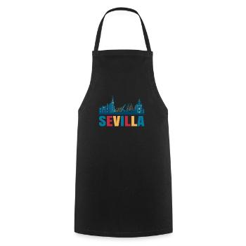 Seville colorful building gift - Cooking Apron - black - Front - AI Model Male 185 dark (185cm)