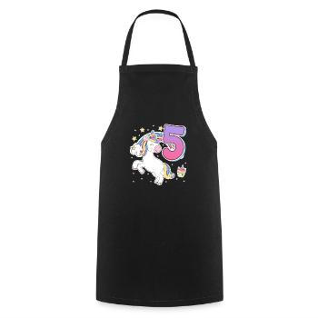 5th Birthday Girl Horse Girl 5 years - Cooking Apron - black - Front - AI Model Male 185 dark (185cm)