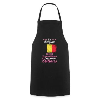 Belgian gift funny saying Belgium - Cooking Apron - black - Front - AI Model Male 185 dark (185cm)