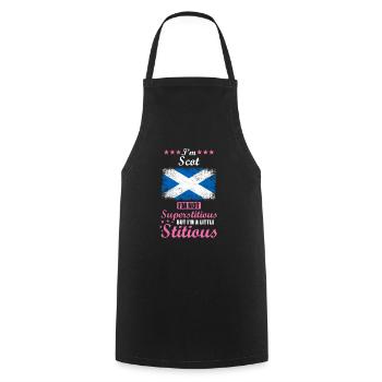 Scottish Woman Superstitious Stitious - Cooking Apron - black - Front - AI Model Male 185 dark (185cm)