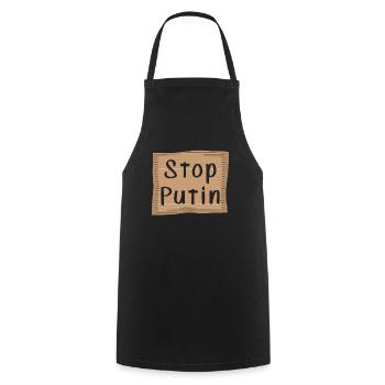Stop Putin - Kochschürze - Schwarz - Vorne - AI Model Male 185 dark (185cm)