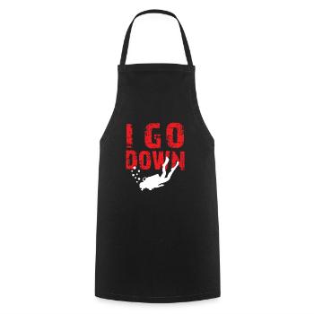 I Go Down - Ocean Underwater Free Diving Instruct - Kochschürze - Schwarz - Vorne - AI Model Male 185 dark (185cm)