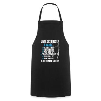 La liste du pêcheur Cadeau humour pour pêcheur - Tablier de cuisine - noir - Devant - AI Model Male 185 dark (185cm)