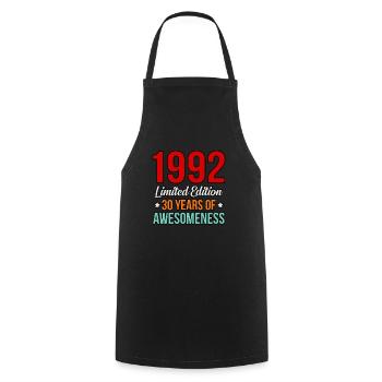 Birthday 1992 Limited Edition 30 years gift - Cooking Apron - black - Front - AI Model Male 185 dark (185cm)