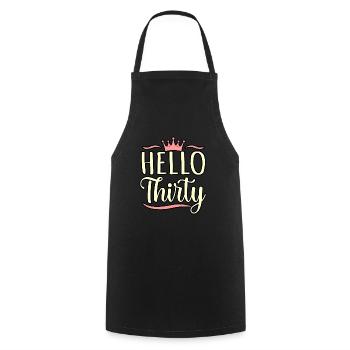 Hello Thirty Birthday Gift - Cooking Apron - black - Front - AI Model Male 185 dark (185cm)